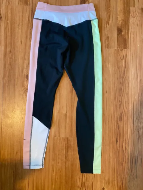NIKE ONE Tight Fit Mid-Rise Colorblock 7/8 Training Leggings Size Small