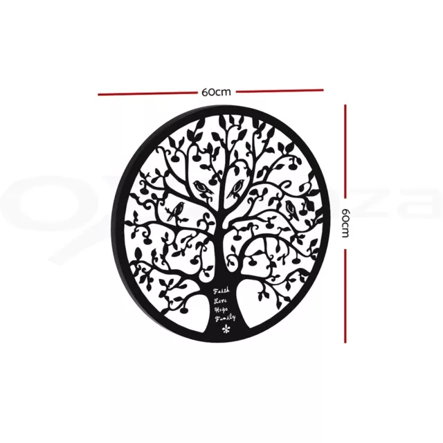 Artiss Metal Wall Art Hanging Sculpture Home Decor Leaf Tree of Life Round Frame 3