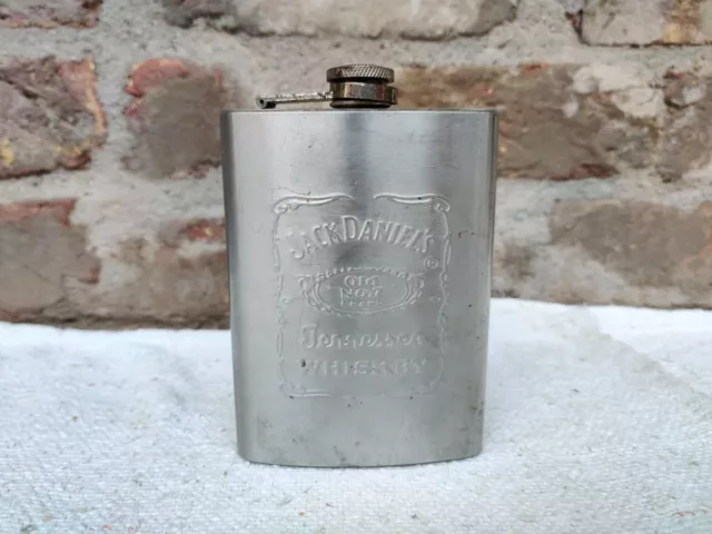 Vintage Jack Daniels Nessun 7 Vecchio Tennessee Whisky Hip Flask 237ml