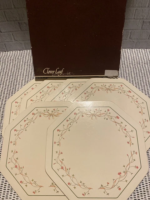 Vintage Retro Cloverleaf Eternal Beau 6 Place Mats Cork Backed Octagonal Floral