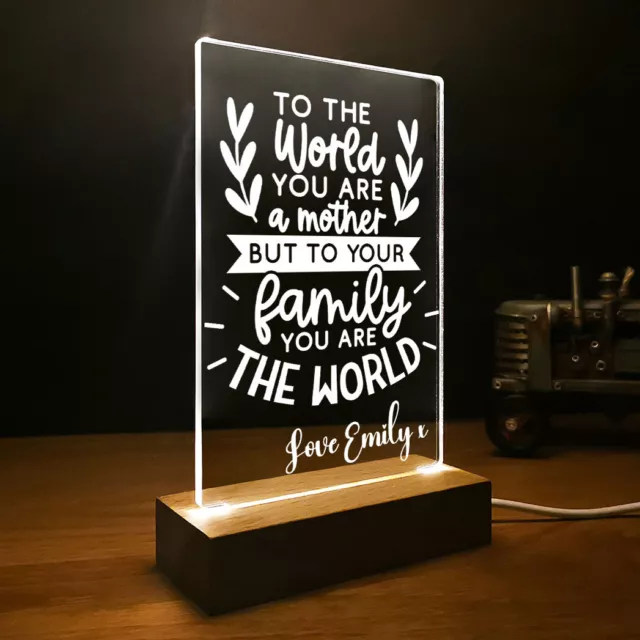 Personalised Mothers Day Birthday Gifts for Mum Engraved Acrylic LED Night Light