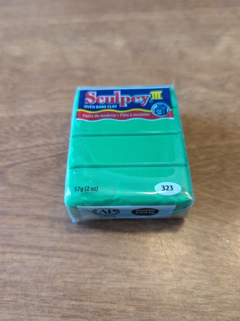 Arcilla para hornear horno de polímero Sculpey III®, verde esmeralda, no tóxico, 2 oz. bar, nuevo