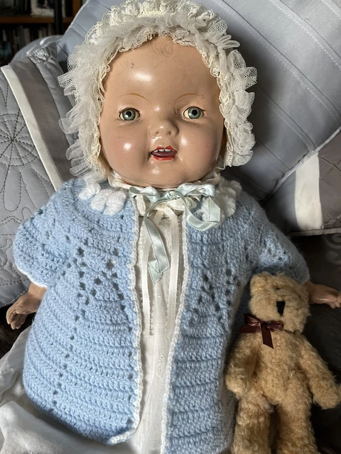 Composition Happy Baby Mama Doll - 24” - Molded Hair, Tin Eyes, Open Mouth Composition Happy Baby Mama Doll - 24” - Molded Hair, Tin Eyes, Open Mouth