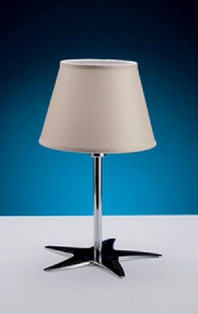 Tisch Leuchte Weiß Chrom aus Messing Seestern maritime Nachttisch Lampe