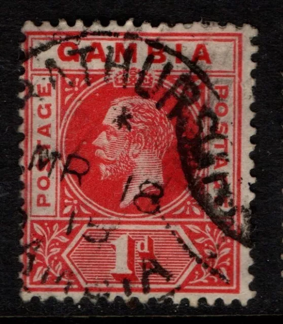 Gambia 1912 King George V 1d red SG87 Used