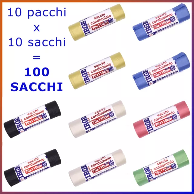 Sacchi spazzatura 70x110 cm Buste immondizia sacchetti per differenziata 100 pz