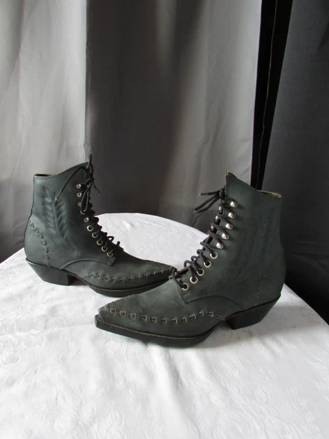 bottines sandiego boots pointure 4 E  cuir gras bleu grisé