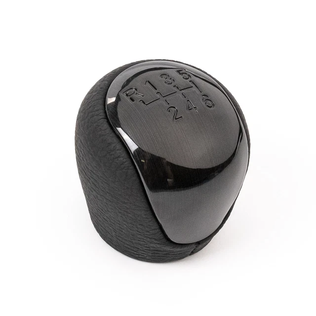 Pommeau Levier Vitesse Cuir 5 Vitesses - Pour Hyundai I30, Kia Rio - Noir/chrome