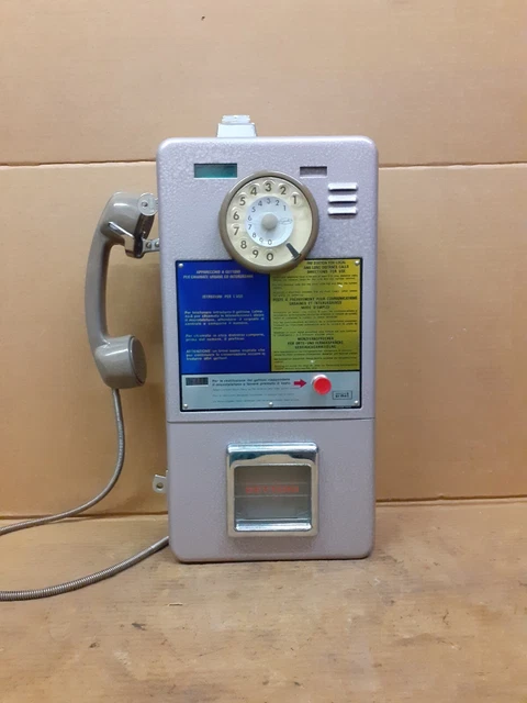 Telefono Pubblico A Gettoni U+I Anni 70 Cabina Sip Funzionante Vintage