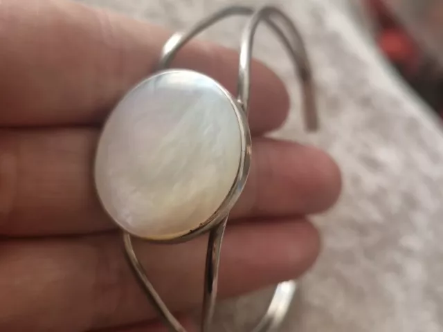 Sterling Silver Mother Of Pearl Bangle bracelet