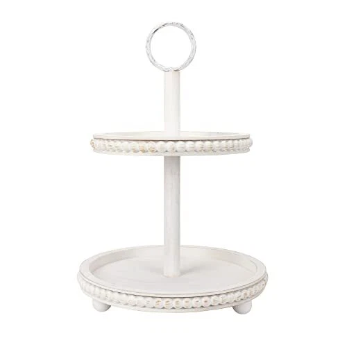 GENMOUS & CO. 2 Bandeja para servir con cuentas en niveles Madera Granja Decorativa con 4...