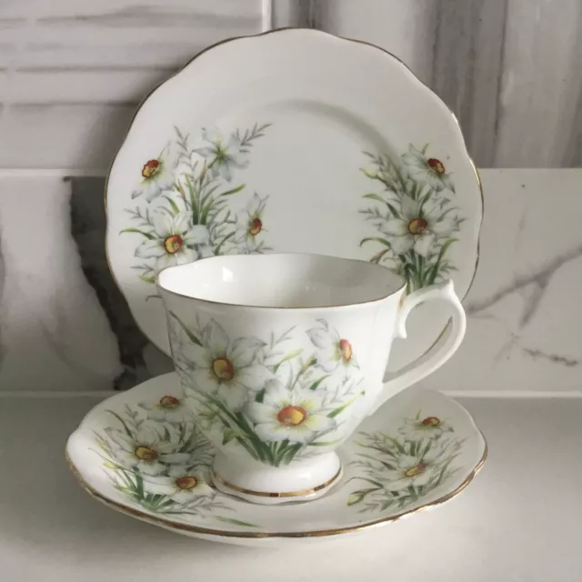 Beautiful Vintage Royal Albert   Friendship Series; Narcissus Tea Trio