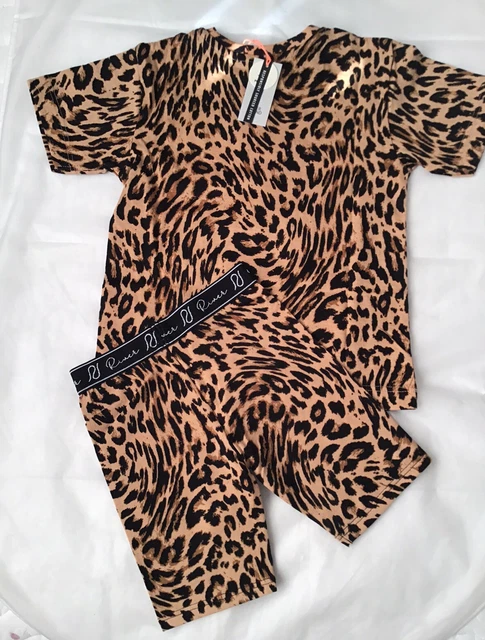 River island mini girls aged 2-3 years leopard print cycling shorts set BNWT 11