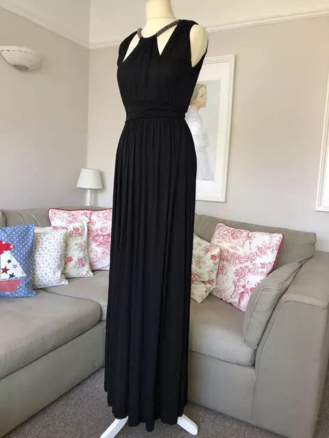Black Grecian Maxi Dress 10 Cinched Waist French Connection Excellent Condition 3