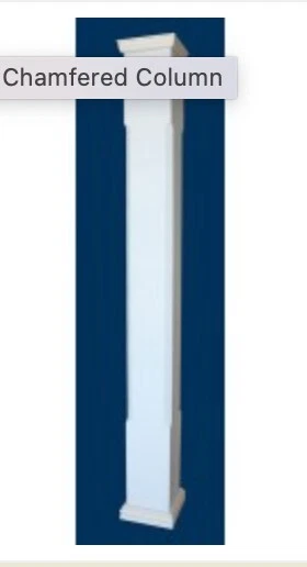 porch posts columns - SPLIT  8' x8" chamfered w/tuscan cap and base 
