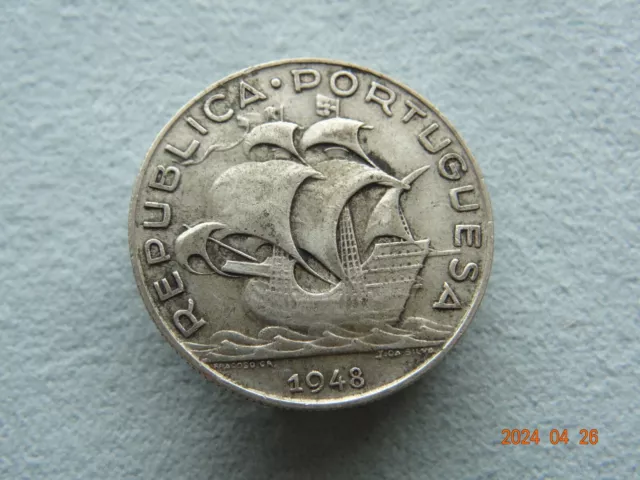 1948 Portugal 5 Escudos ✅ Silver