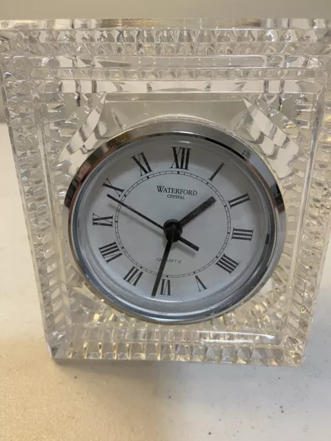 Waterford Crystal Desk Clock Vintage 4”x4.75”