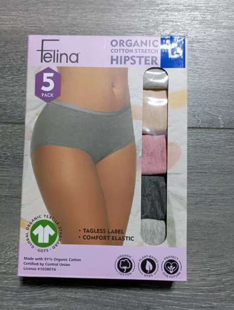 Felina Underwear Adult Large Organic Cotton Hipster *5 Pack* Womens