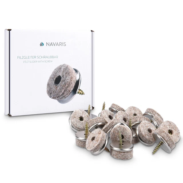 Pack de 20 tacos de fieltro redondos para sillas y muebles de 25MM Navaris