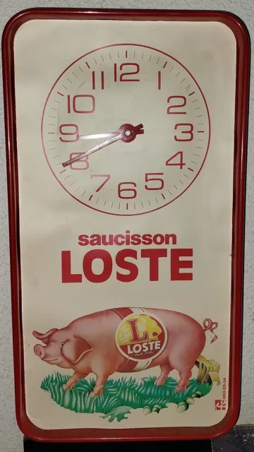 Ancienne horloge pendule Saucisson Loste Vintage  Objet Publicitaire Pub