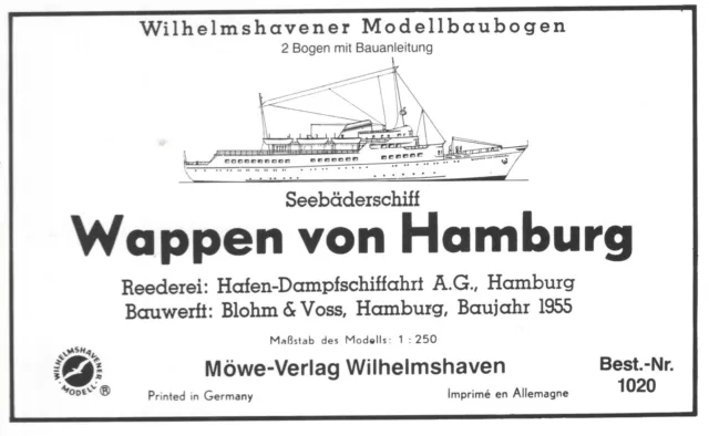 Möwe Verlag 1020 - Seebäderschiff Wappen von Hamburg , 1:250