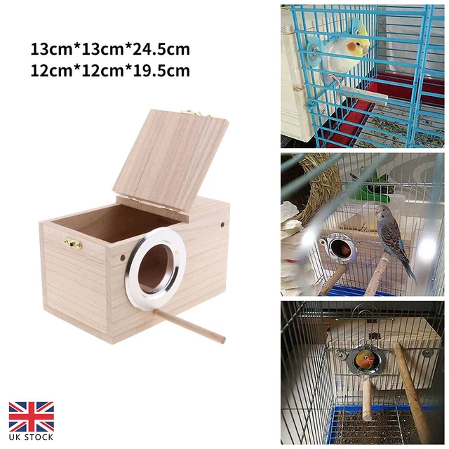 2 SIZES NESTING House Wooden Bird Breeding Box Cage For Parrot Budgie ...