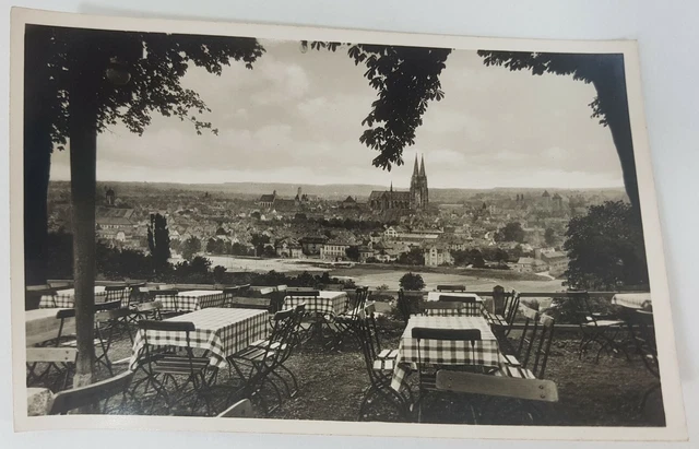 Schöne alte Ansichtskarte AK - S/W Regensburg Seidenplantage Höhen-Cafe Balkon