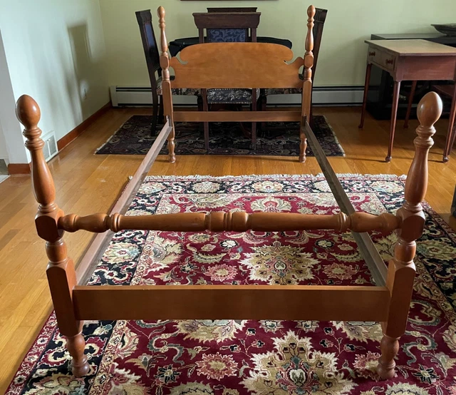 Antique Solid Maple 4 Post Twin Bed