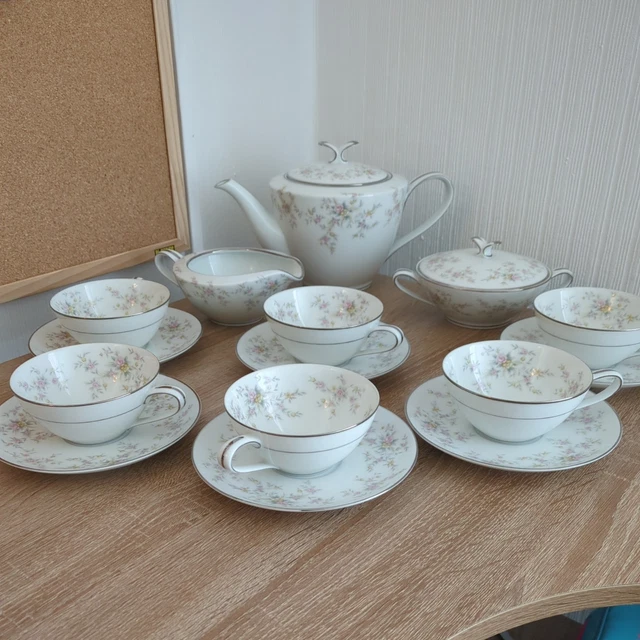 NORITAKE CHINA 5802 Arlene Tea Cup & Saucer 12 Pcs Set $35.00