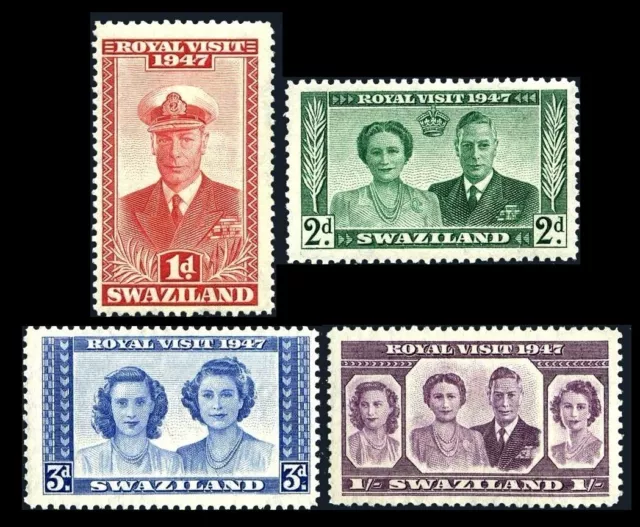 A-8 * SWAZILAND 1947 * George VI * Queen Elizabeth * Royal visit * SET * MNH