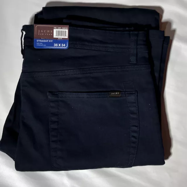 Jachs New York Men's 5 Five Pocket Pant Two-Way Stretch Straight Fit BLUE 36x34