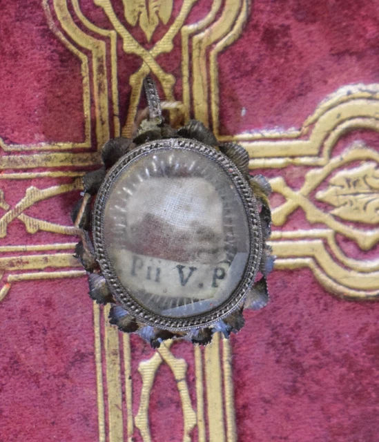 RELIC RELIQUARY RELIQUIA reliquiario relicario shrine S.PIO V PAPA 1700 ...