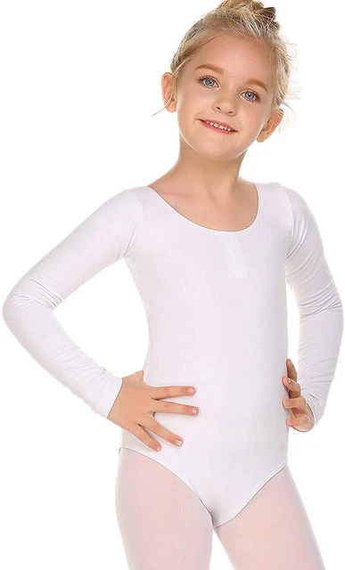 Ballet Leotards for Girls Long Sleeve Toddler Dance, White, Size 0.0 mll9