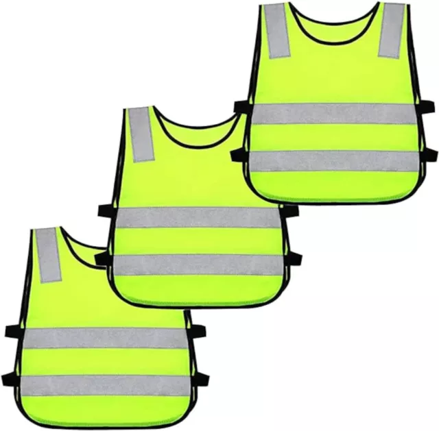 5 Stück Kinder Warnweste Sicherheitsweste Hochsichtbare Reflektorweste Gelb