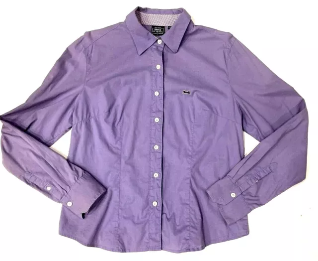 Le Tigre Shirt Womens Large Purple Vintage Classic Long Sleeve Tiger Logo 80s