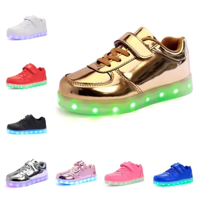 Kinder LED Leuchtende Schuhe Jungen Mädchen Farbwechsel Sneaker Blinkschuhe DE