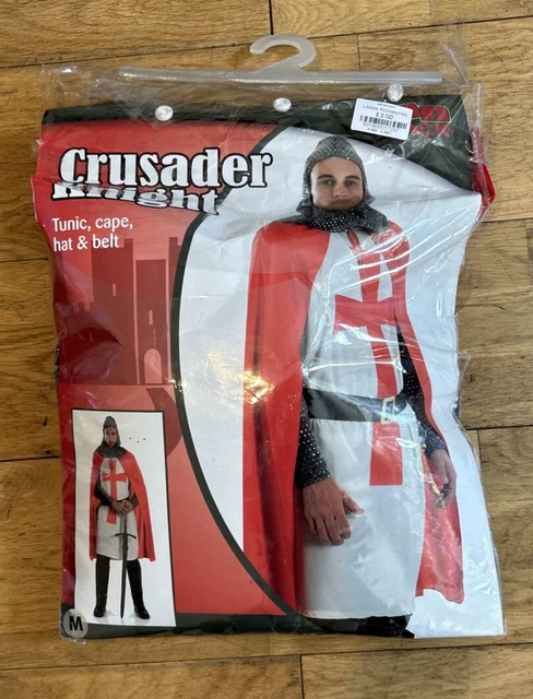 Costume elegante abito da uomo adulto San Giorgio eroe crociato cavaliere templare