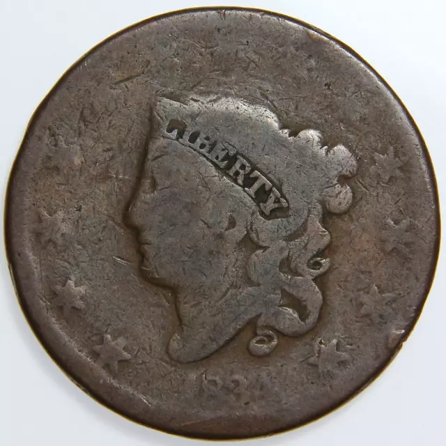 1834 Small 8 US Coronet Head Large Cent 1c -K1966-
