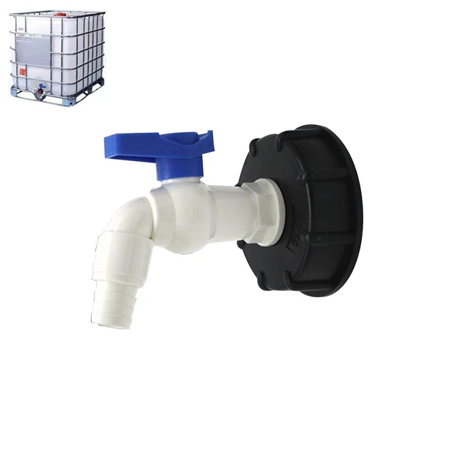 Robinet Pour Cuve IBC 1000L - Raccord Fileté 60mm Avec Sortie 1/2" - Laiton Anti-Corrosion