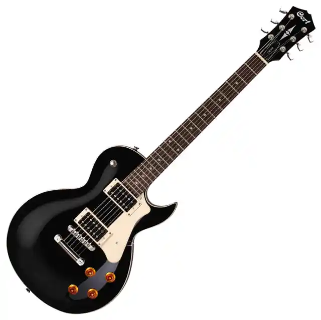 Cort CR100 BK Vintage-Style Les Paul Rock E-Gitarre in Schwarz Hochglanz