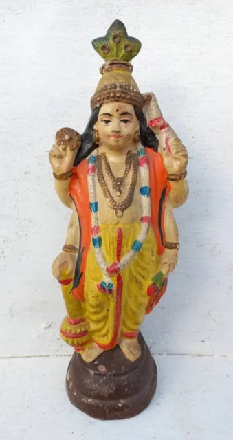 Antigüedad Raro Hecho a Mano Terracota Clay Dios Hindú Vishnu Vashatkara Figura 2