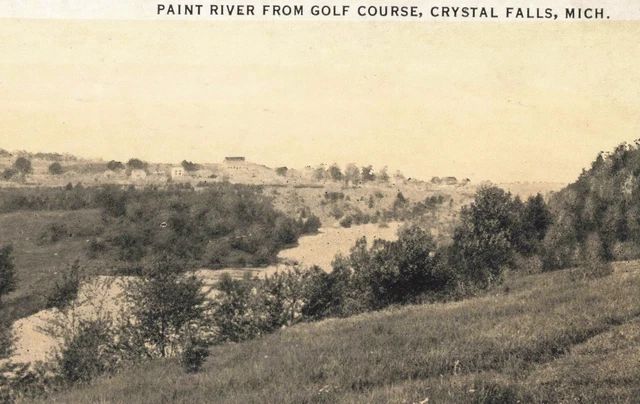 MICHIGAN GOLF 1930s Crystal Falls, MI Municipal Golf Course on the Paint River! 3