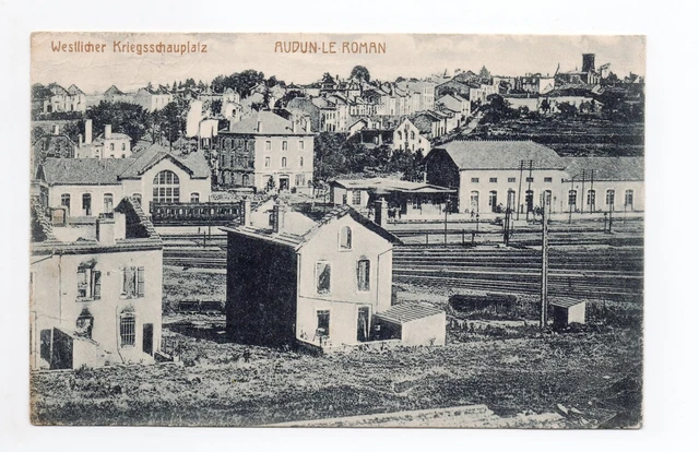 AUDUN LE ROMAN Meurthe & Moselle CPA 54 German map station view ruins