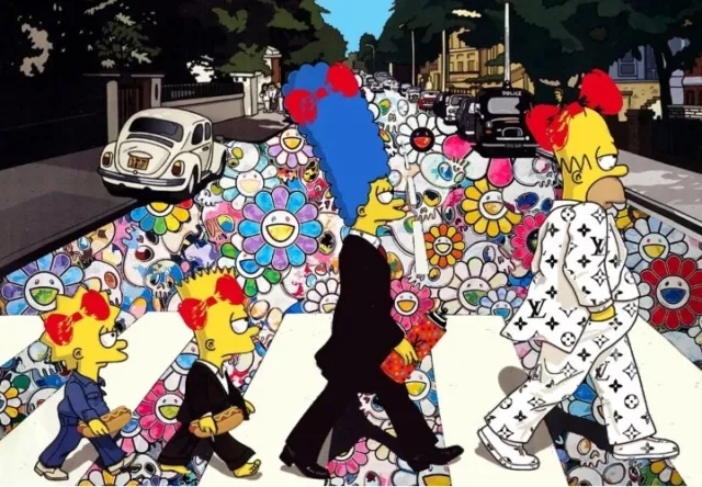 DEATH NYC Ltd Ed Signed Street art print 45x32cm The Simpsons Murakami Beatles