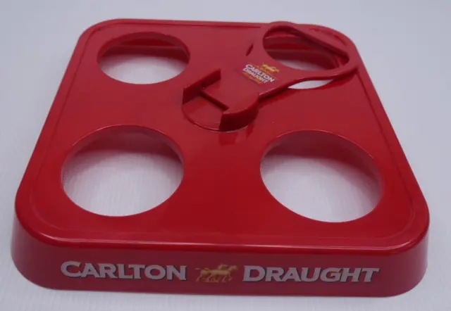 Carlton Draught 4 Beer Cup carrying tray caddy handle barware man shed she shack