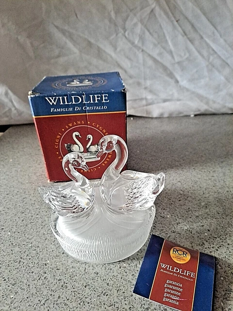 RCR Wildlife Famiglie Di Cristallo Crystal Cigni Swans Figurine