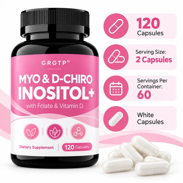 MYO & D-CHIRO Inositol 120 Capsules With Folate Vitamin D3 Hormone ...