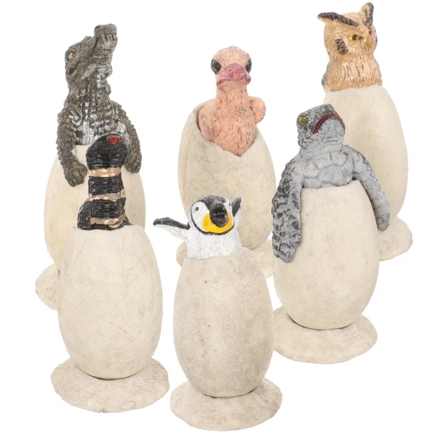 6PCS HATCHING ANIMALS Egg Models Penguin Dinosaur Egg Toys Kids Animal ...