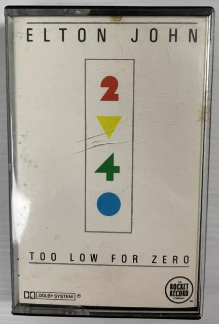 Elton John Too Low For Zero Music Cassette Tape 811 052-4 Rocket 1983 Original
