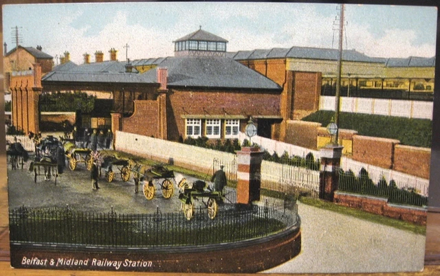 Irish Postcard BELFAST & MIDLAND Railway Station Ballymena Northern Ireland